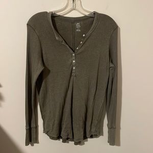 Aerie Olive Long Sleeve Henley Top